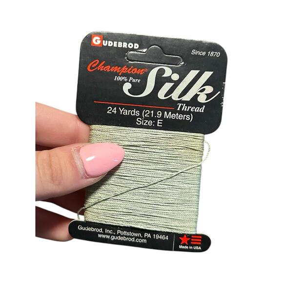 Gudebrod Other - Gudebrod Champion 100% Pure Silk Bead Cord SizeE 3Ply Periodt Discontinued USA